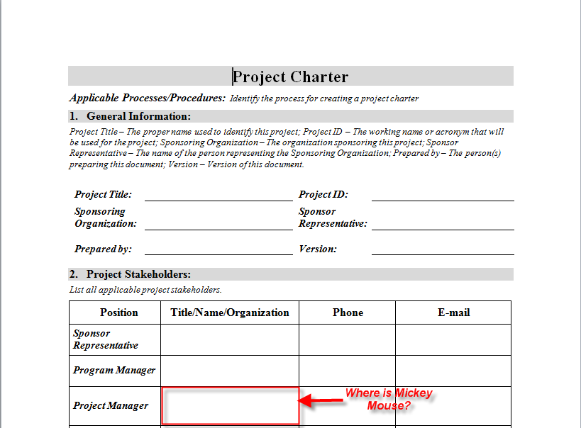 Microsoft Office Project Charter Template